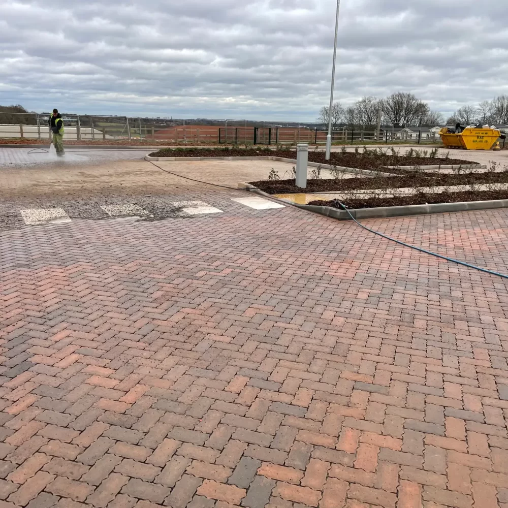 Pressure washing a car park in Coventry